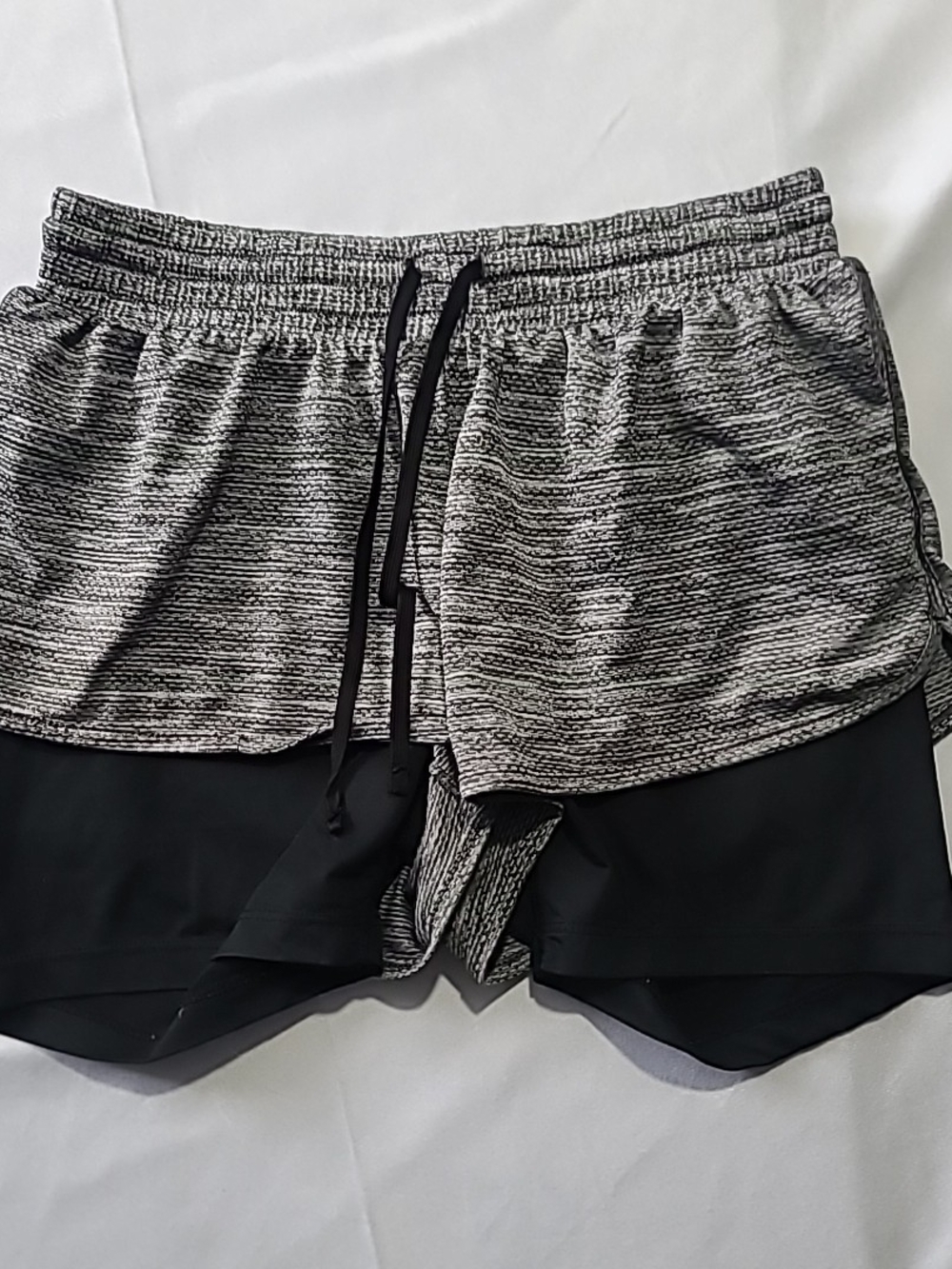 CHAMPION Duo Dry Womens 2 in 1 Running Athletic Shorts Gray Black Small